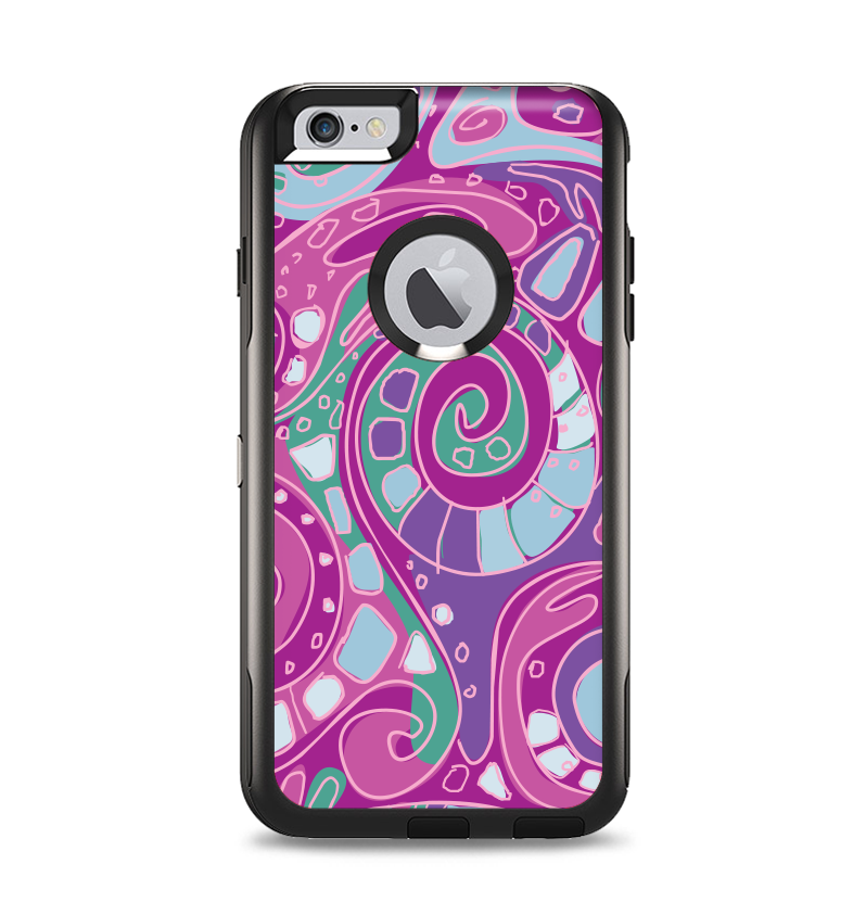 The Abstract Pink & Purple Vector Swirled Pattern Apple iPhone 6 Plus Otterbox Commuter Case Skin Set