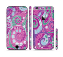 The Abstract Pink & Purple Vector Swirled Pattern Sectioned Skin Series for the Apple iPhone 6s Plus