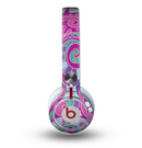 The Abstract Pink & Purple Vector Swirled Pattern Skin for the Beats by Dre Mixr Headphones