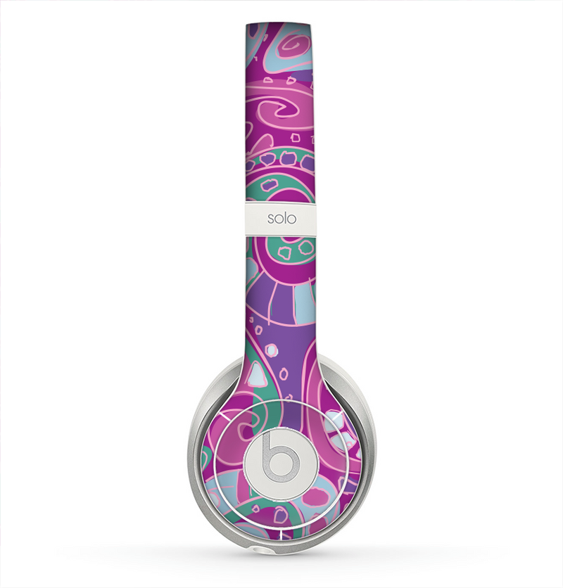 The Abstract Pink & Purple Vector Swirled Pattern Skin for the Beats by Dre Solo 2 Headphones