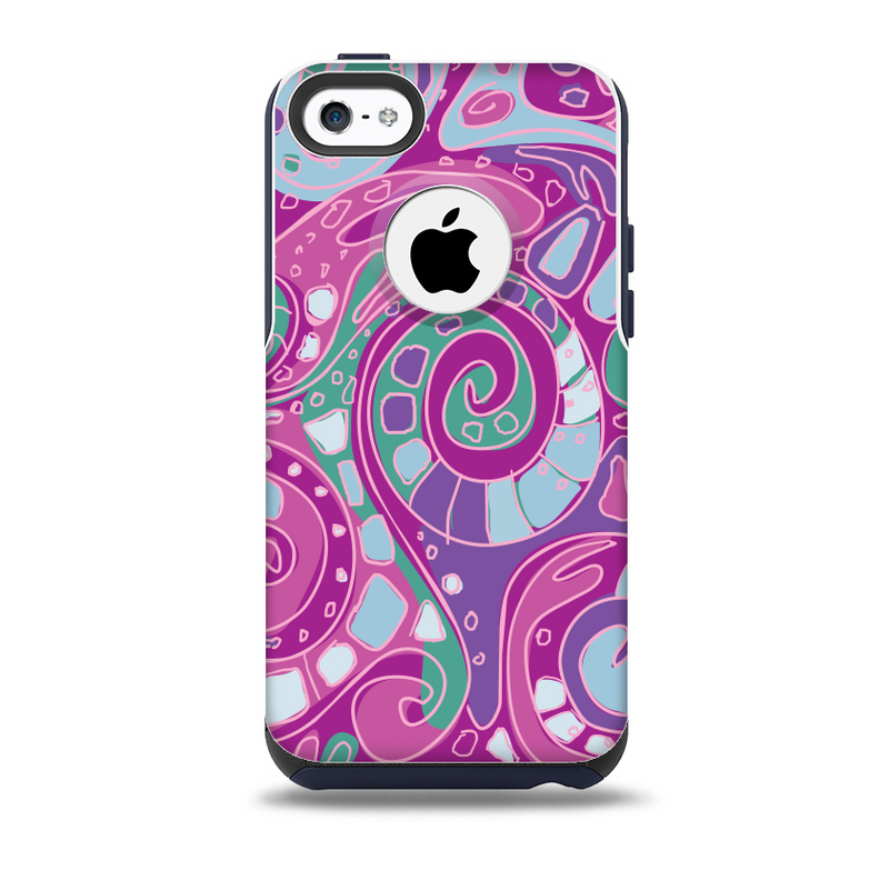 The Abstract Pink & Purple Vector Swirled Pattern Skin for the iPhone 5c OtterBox Commuter Case