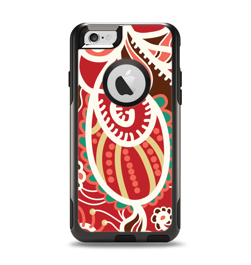 The Abstract Red & Green Vector Pattern Apple iPhone 6 Otterbox Commuter Case Skin Set