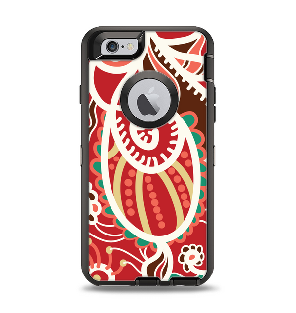 The Abstract Red & Green Vector Pattern Apple iPhone 6 Otterbox Defender Case Skin Set