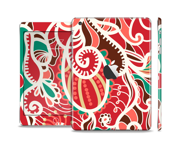 The Abstract Red & Green Vector Pattern Full Body Skin Set for the Apple iPad Mini 2