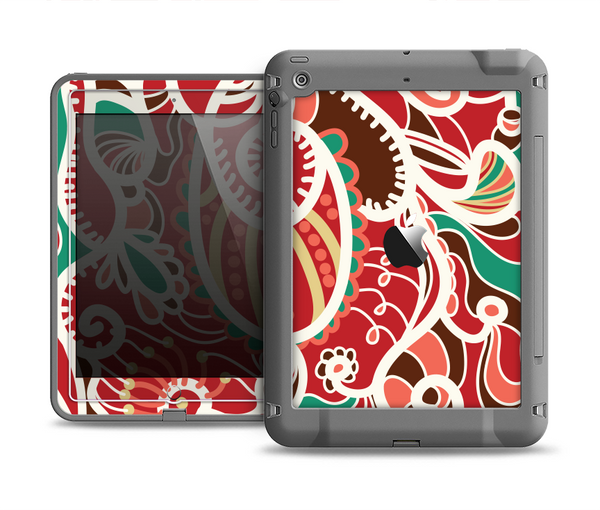 The Abstract Red & Green Vector Pattern Apple iPad Mini LifeProof Fre Case Skin Set