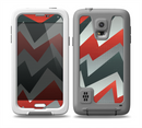 The Abstract Red, Grey and White ZigZag Pattern Skin for the Samsung Galaxy S5 frē LifeProof Case