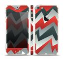 The Abstract Red, Grey and White ZigZag Pattern Skin Set for the Apple iPhone 5s