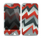 The Abstract Red, Grey and White ZigZag Pattern Skin for the Apple iPhone 4-4s