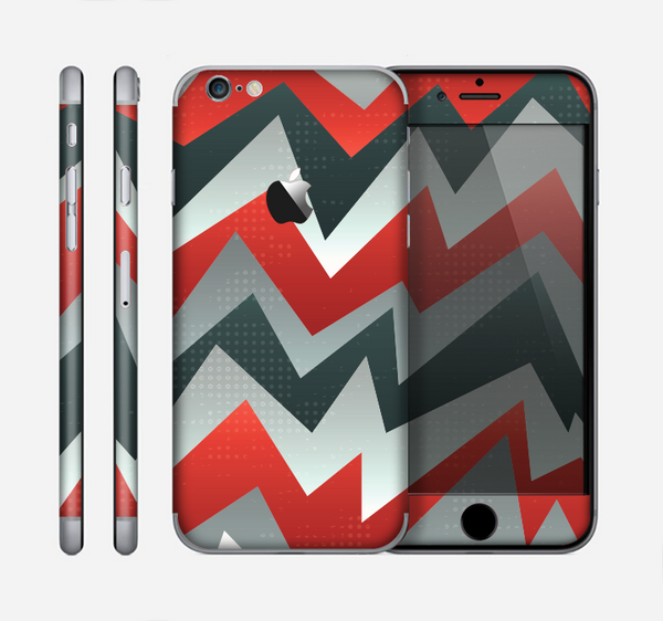 The Abstract Red, Grey and White ZigZag Pattern Skin for the Apple iPhone 6