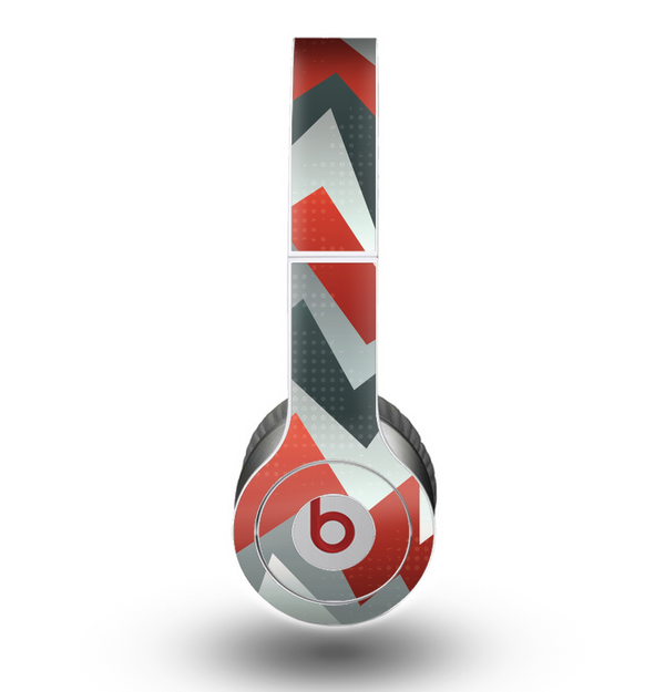 The Abstract Red, Grey and White ZigZag Pattern Skin for the Beats by Dre Original Solo-Solo HD Headphones