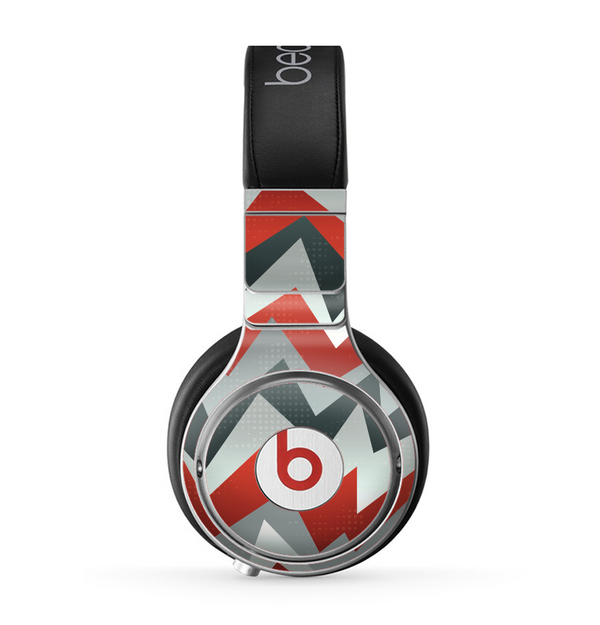 The Abstract Red, Grey and White ZigZag Pattern Skin for the Beats by Dre Pro Headphones