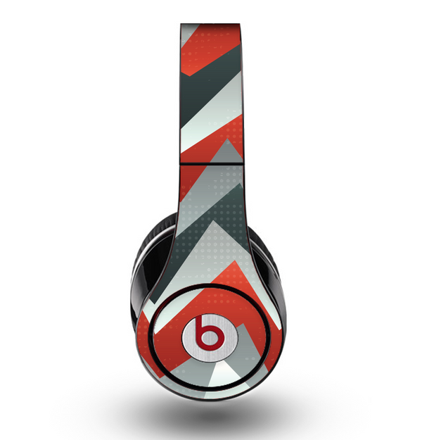 The Abstract Red, Grey and White ZigZag Pattern Skin for the Original Beats by Dre Studio Headphones