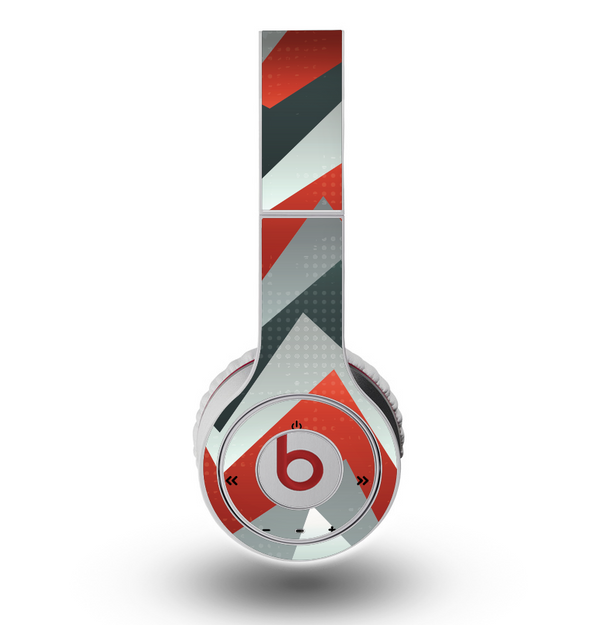 The Abstract Red, Grey and White ZigZag Pattern Skin for the Original Beats by Dre Wireless Headphones