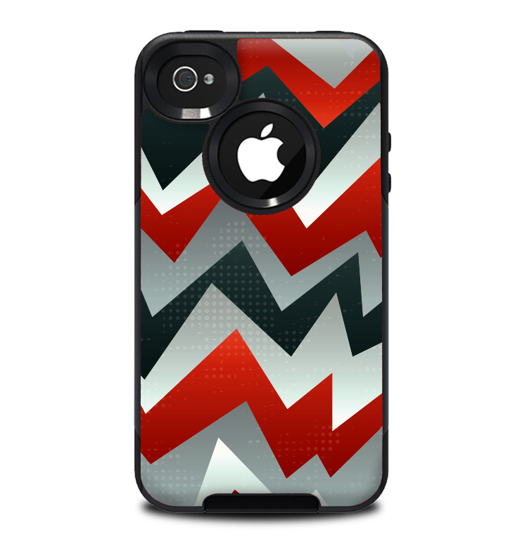 The Abstract Red, Grey and White ZigZag Pattern Skin for the iPhone 4-4s OtterBox Commuter Case