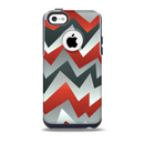 The Abstract Red, Grey and White ZigZag Pattern Skin for the iPhone 5c OtterBox Commuter Case