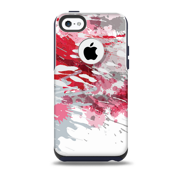 The Abstract Red, Pink and White Paint Splatter Skin for the iPhone 5c OtterBox Commuter Case