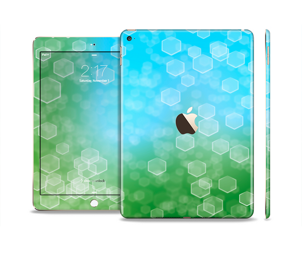 The Abstract Shaped Sparkle Unfocused Blue & Green Skin Set for the Apple iPad Air 2