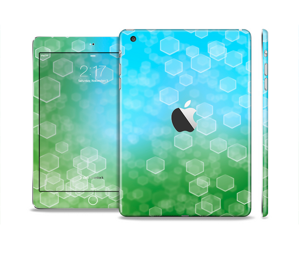 The Abstract Shaped Sparkle Unfocused Blue & Green Full Body Skin Set for the Apple iPad Mini 2