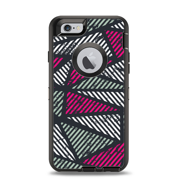 The Abstract Striped Vibrant Trangles Apple iPhone 6 Otterbox Defender Case Skin Set