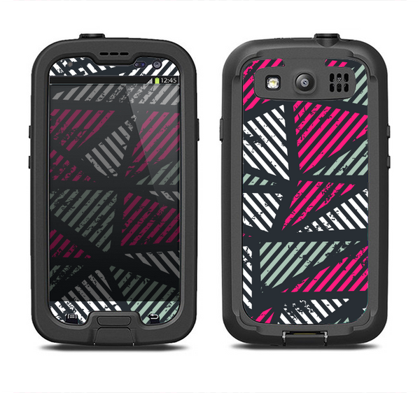 The Abstract Striped Vibrant Trangles Samsung Galaxy S3 LifeProof Fre Case Skin Set
