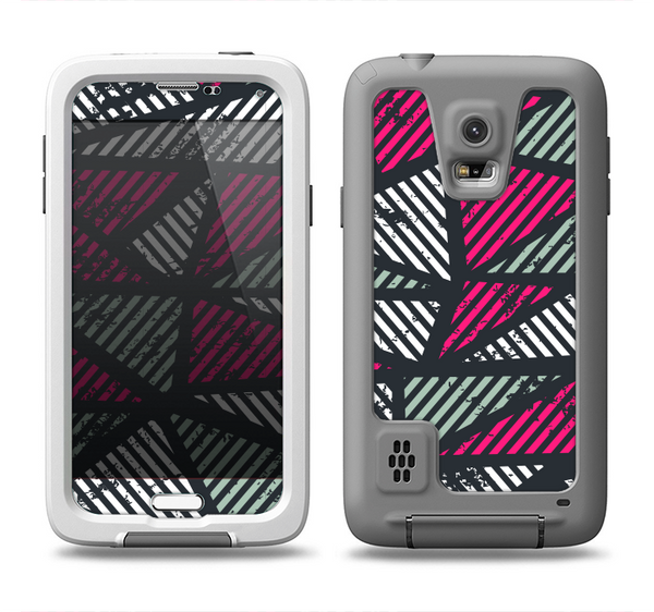 The Abstract Striped Vibrant Trangles Samsung Galaxy S5 LifeProof Fre Case Skin Set