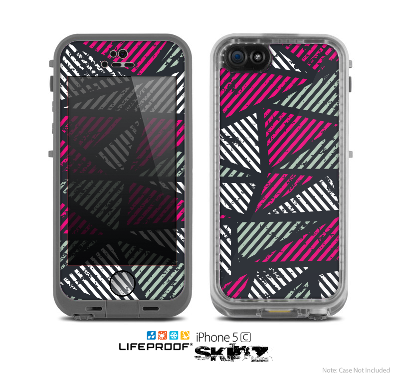 The Abstract Striped Vibrant Trangles Skin for the Apple iPhone 5c LifeProof Case