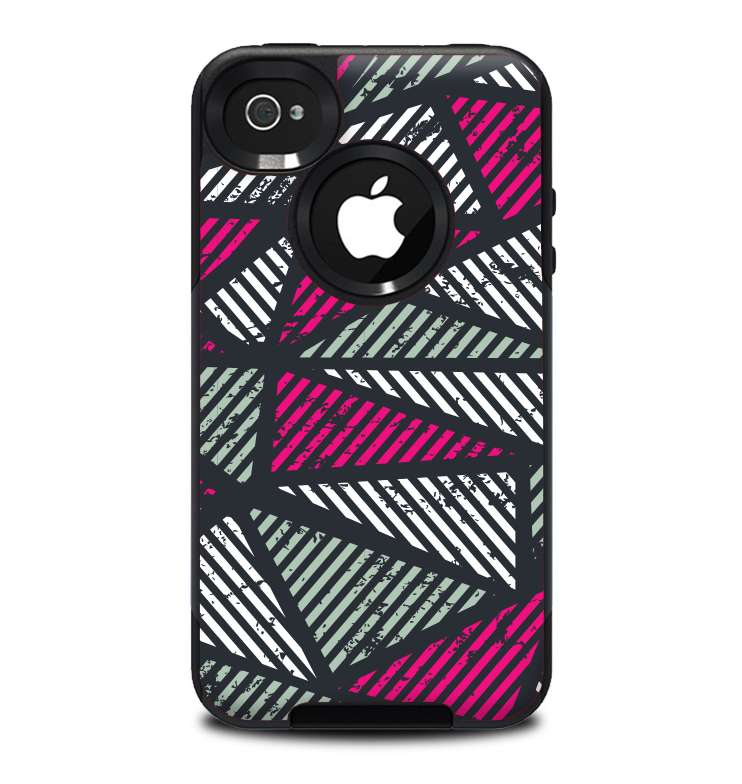 The Abstract Striped Vibrant Trangles Skin for the iPhone 4-4s OtterBox Commuter Case