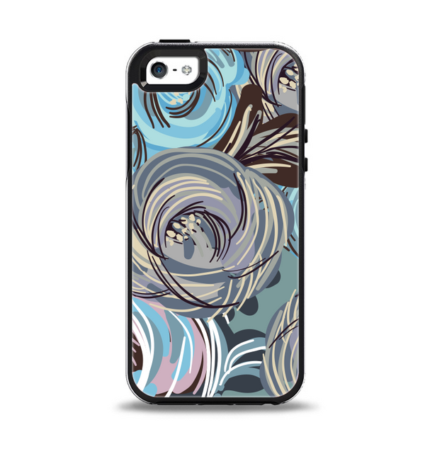 The Abstract Subtle Toned Floral Strokes Apple iPhone 5-5s Otterbox Symmetry Case Skin Set