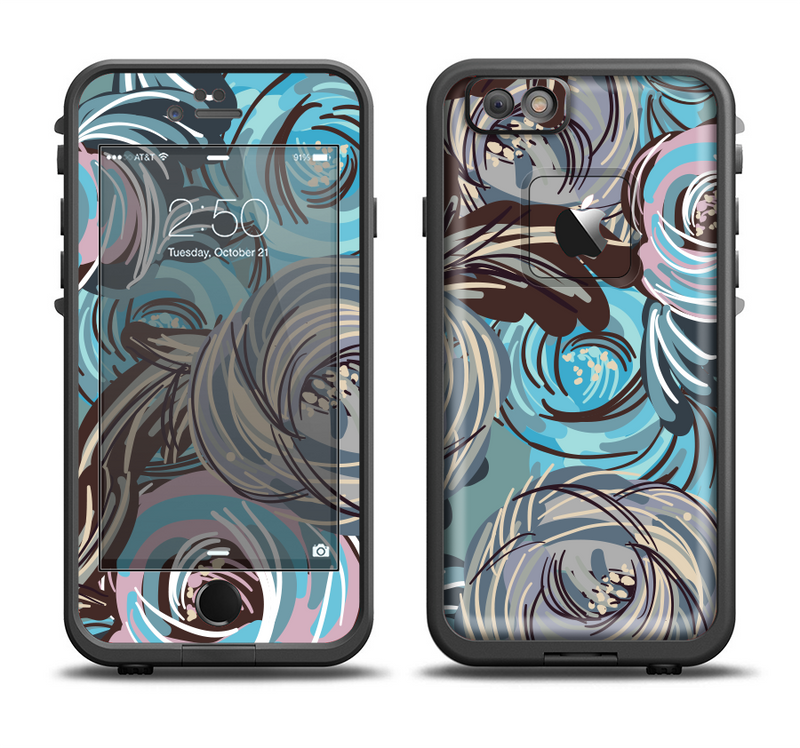 The Abstract Subtle Toned Floral Strokes Apple iPhone 6/6s Plus LifeProof Fre Case Skin Set