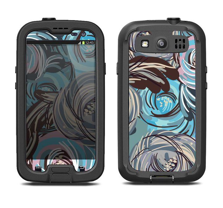 The Abstract Subtle Toned Floral Strokes Samsung Galaxy S3 LifeProof Fre Case Skin Set