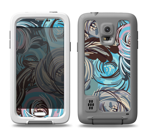 The Abstract Subtle Toned Floral Strokes Samsung Galaxy S5 LifeProof Fre Case Skin Set