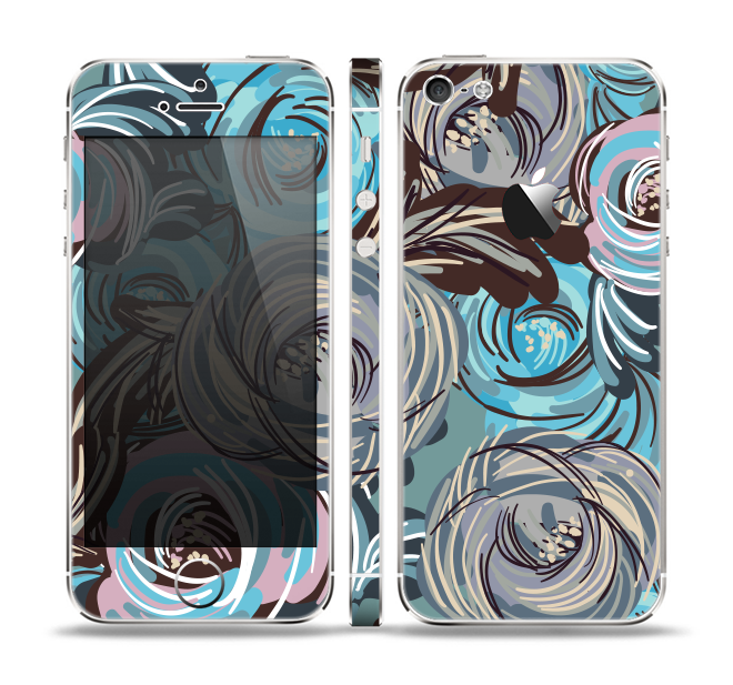 The Abstract Subtle Toned Floral Strokes Skin Set for the Apple iPhone 5