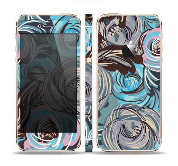 The Abstract Subtle Toned Floral Strokes Skin Set for the Apple iPhone 5s