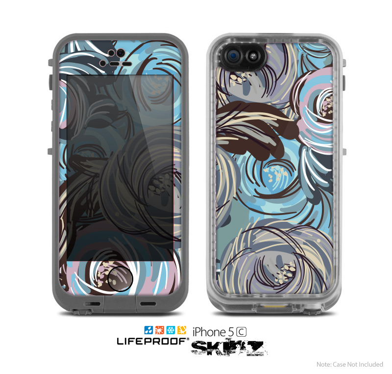 The Abstract Subtle Toned Floral Strokes Skin for the Apple iPhone 5c LifeProof Case