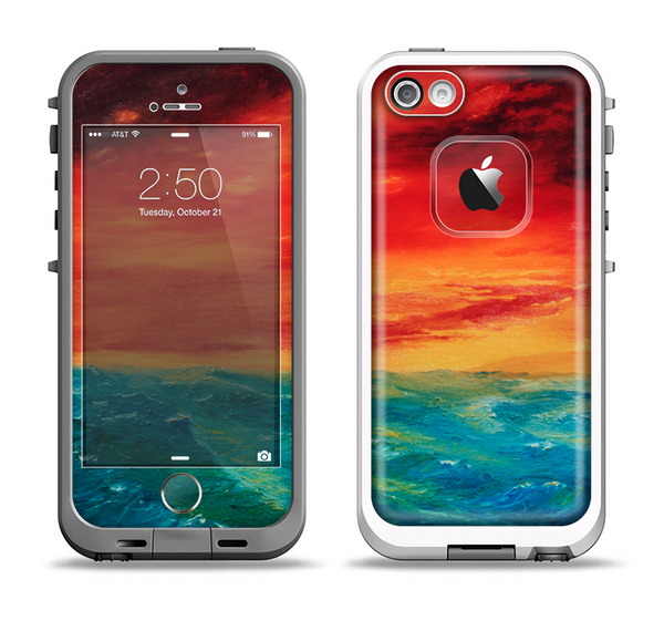 The Abstract Sunset Painting Apple iPhone 5-5s LifeProof Fre Case Skin Set