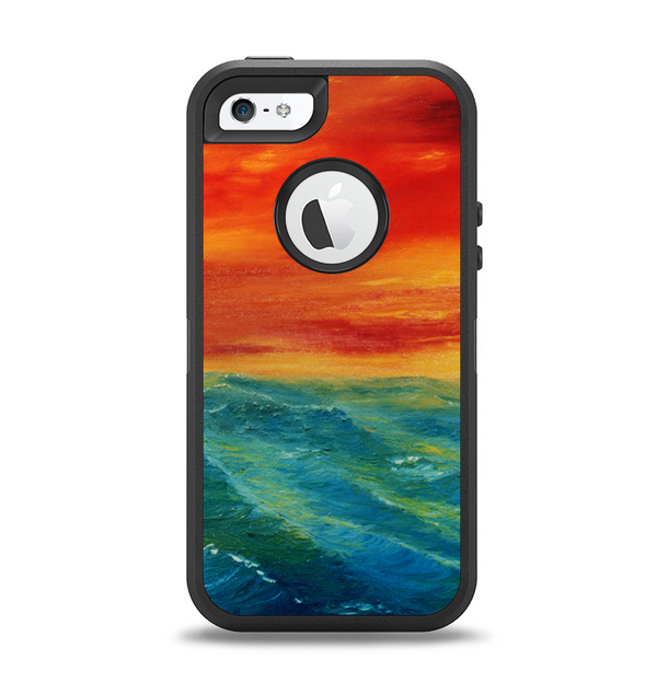 The Abstract Sunset Painting Apple iPhone 5-5s Otterbox Defender Case Skin Set