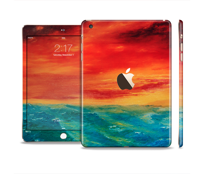 The Abstract Sunset Painting Full Body Skin Set for the Apple iPad Mini 3