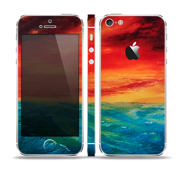 The Abstract Sunset Painting Skin Set for the Apple iPhone 5