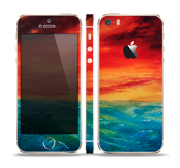 The Abstract Sunset Painting Skin Set for the Apple iPhone 5s