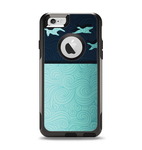 The Abstract Swirled Two Toned Green with Birds Apple iPhone 6 Otterbox Commuter Case Skin Set