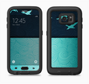 The Abstract Swirled Two Toned Green with Birds Full Body Samsung Galaxy S6 LifeProof Fre Case Skin Kit