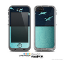 The Abstract Swirled Two Toned Green with Birds Skin for the Apple iPhone 5c LifeProof Case