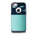 The Abstract Swirled Two Toned Green with Birds Skin for the iPhone 5c OtterBox Commuter Case