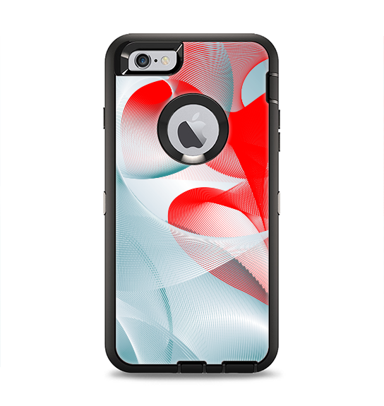 The Abstract Teal & Red Love Connect Apple iPhone 6 Plus Otterbox Defender Case Skin Set