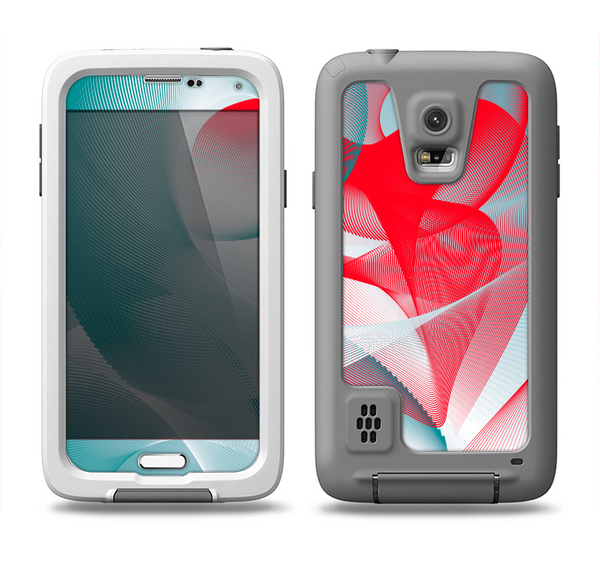 The Abstract Teal & Red Love Connect Samsung Galaxy S5 LifeProof Fre Case Skin Set