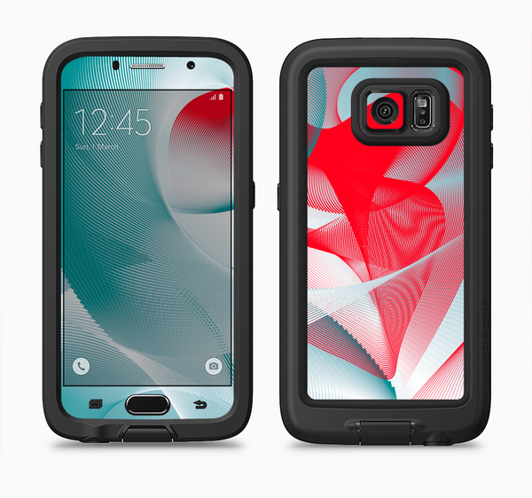 The Abstract Teal & Red Love Connect Full Body Samsung Galaxy S6 LifeProof Fre Case Skin Kit
