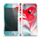 The Abstract Teal & Red Love Connect Skin Set for the Apple iPhone 5s