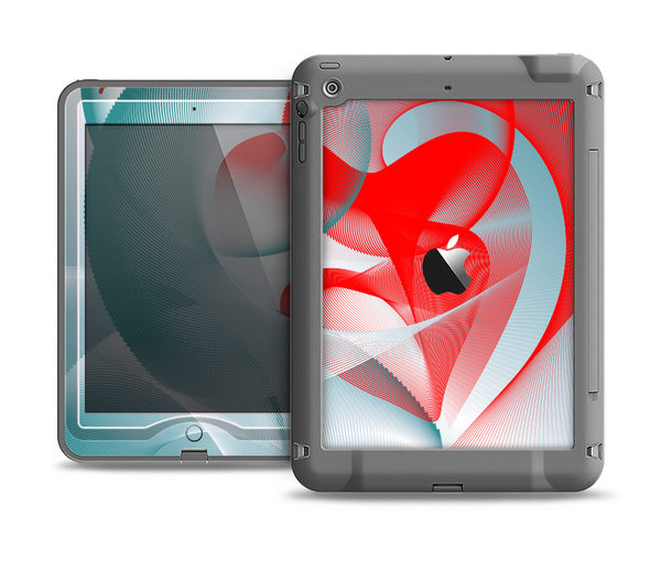 The Abstract Teal & Red Love Connect Apple iPad Air LifeProof Nuud Case Skin Set