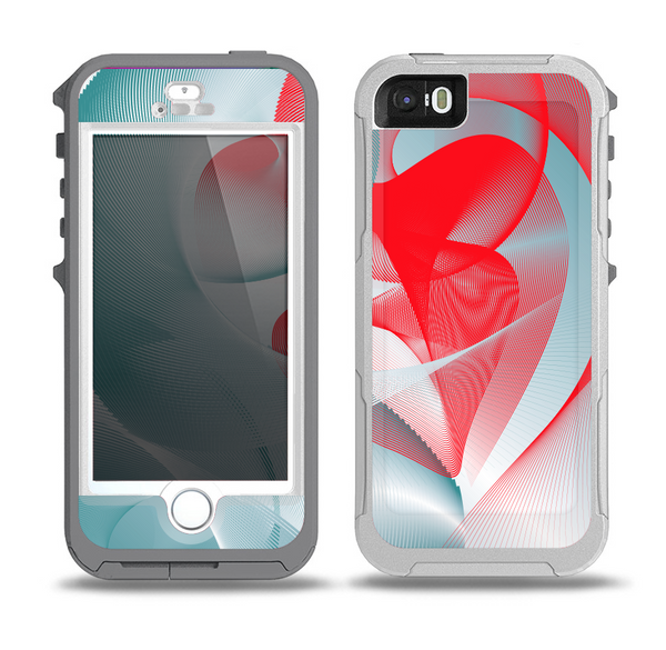 The Abstract Teal & Red Love Connect Skin for the iPhone 5-5s OtterBox Preserver WaterProof Case