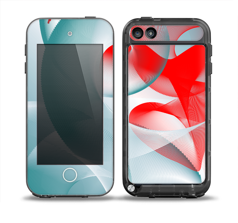 The Abstract Teal & Red Love Connect Skin for the iPod Touch 5th Generation frē LifeProof Case